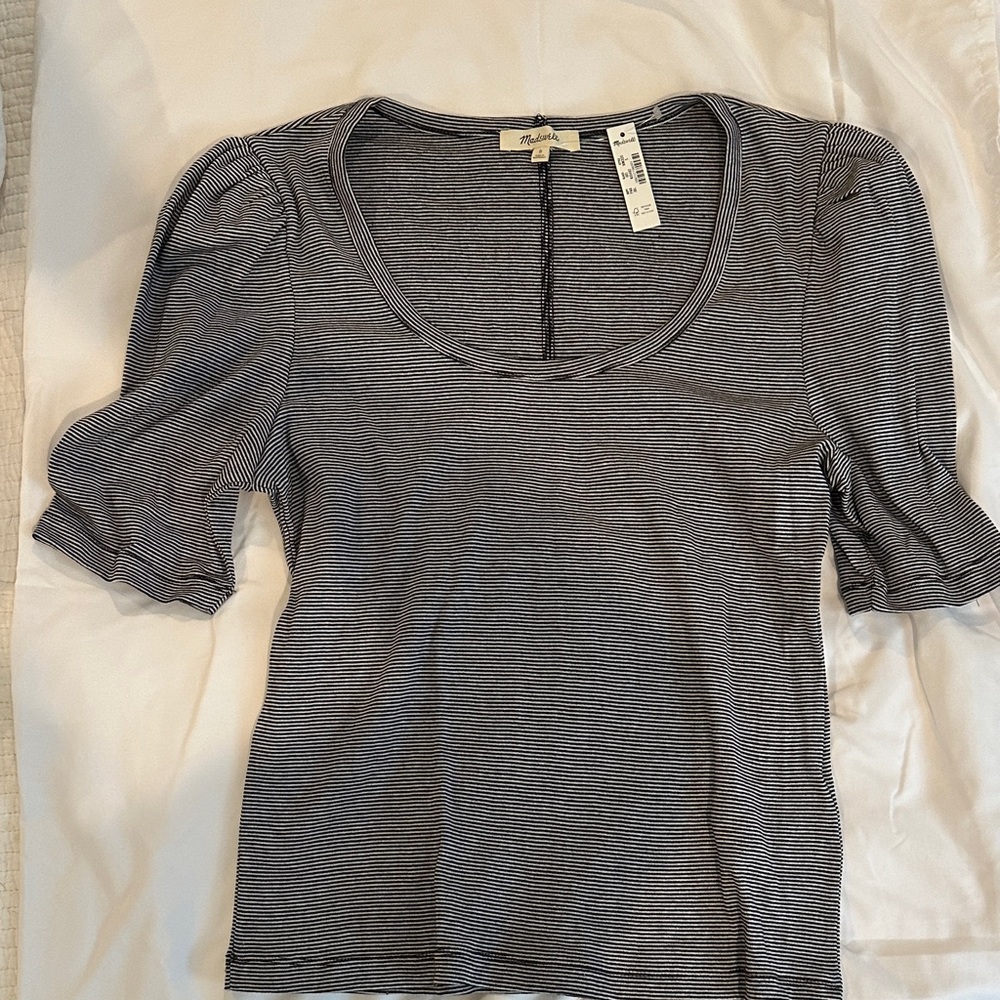 Madewell Black and White Striped short sleeve